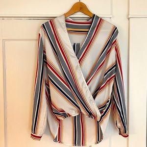 Boohoo Wrap Front Blouse